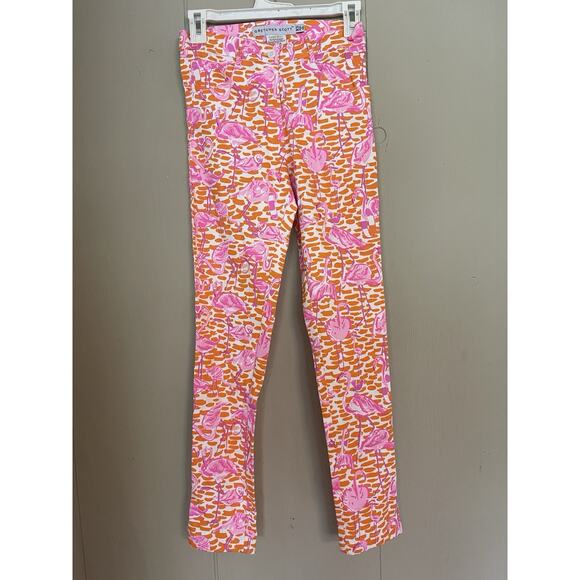 Gretchen Scott Cotton Spandex Vibrant Colorful Flamingo Novelty Pants XS - Picture 2 of 6